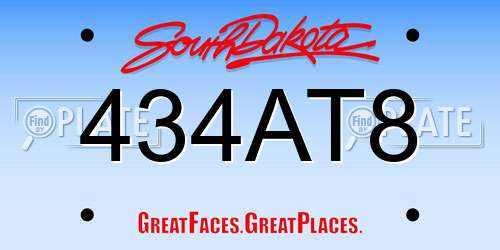 434AT8 South Dakota License Plate