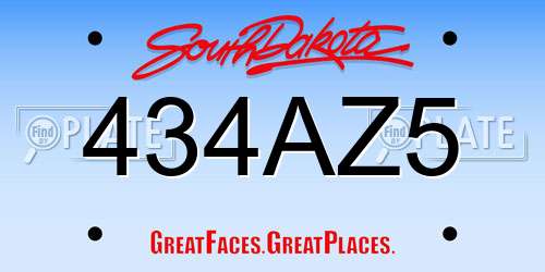434AZ5 South Dakota License Plate