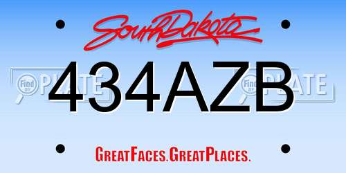 434AZB South Dakota License Plate