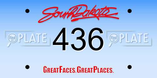 436 South Dakota License Plate