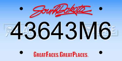 43643M6 South Dakota License Plate