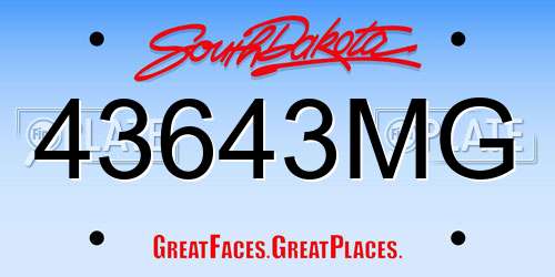 43643MG South Dakota License Plate