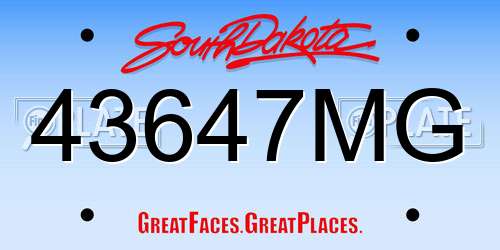 43647MG South Dakota License Plate