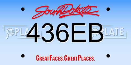 436EB South Dakota License Plate