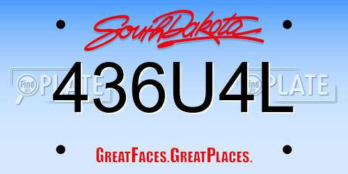 436U4L South Dakota License Plate