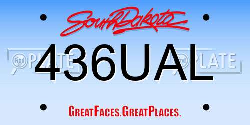 436UAL South Dakota License Plate
