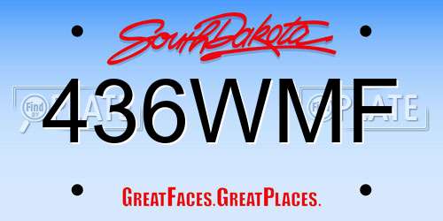 436WMF South Dakota License Plate
