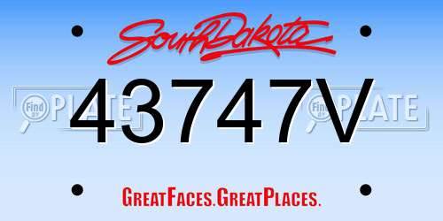 43747V South Dakota License Plate