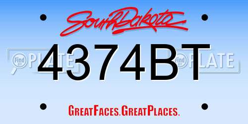 4374BT South Dakota License Plate
