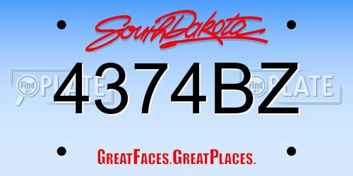 4374BZ South Dakota License Plate