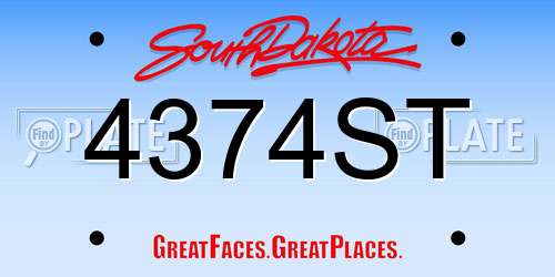 4374ST South Dakota License Plate