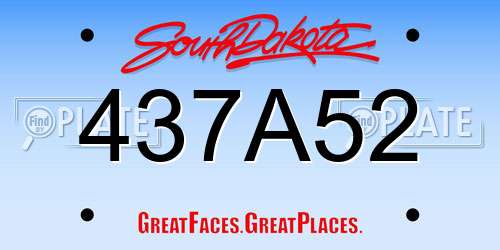 437A52 South Dakota License Plate