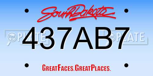 437AB7 South Dakota License Plate