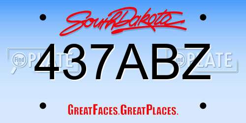 437ABZ South Dakota License Plate