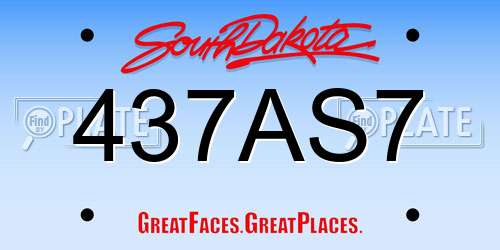 437AS7 South Dakota License Plate