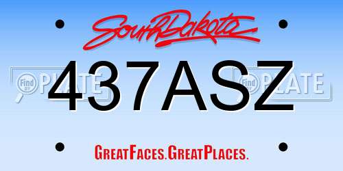 437ASZ South Dakota License Plate