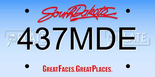 437MDE South Dakota License Plate