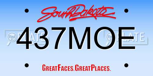 437MOE South Dakota License Plate