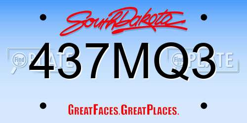 437MQ3 South Dakota License Plate