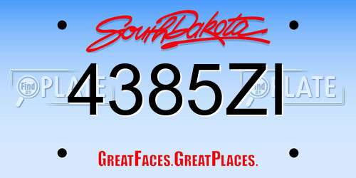4385ZI South Dakota License Plate