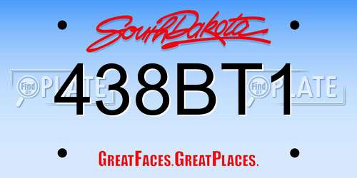 438BT1 South Dakota License Plate