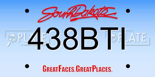438BTI South Dakota License Plate