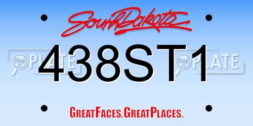 438ST1 South Dakota License Plate