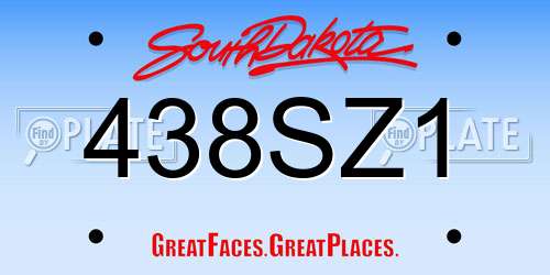 438SZ1 South Dakota License Plate