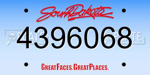 4396068 South Dakota License Plate