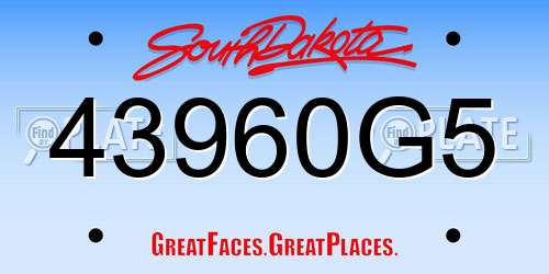 43960G5 South Dakota License Plate
