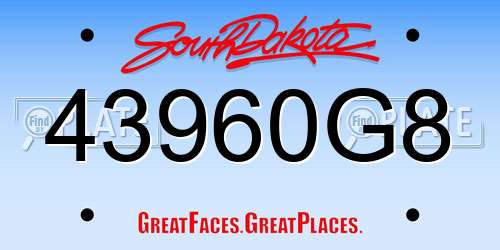 43960G8 South Dakota License Plate