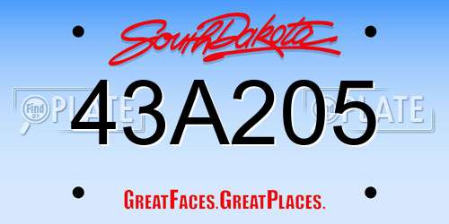 43A205 South Dakota License Plate