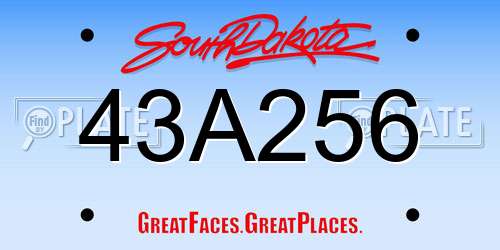 43A256 South Dakota License Plate