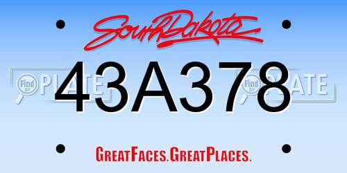 43A378 South Dakota License Plate