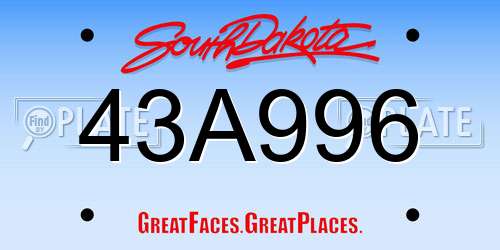 43A996 South Dakota License Plate