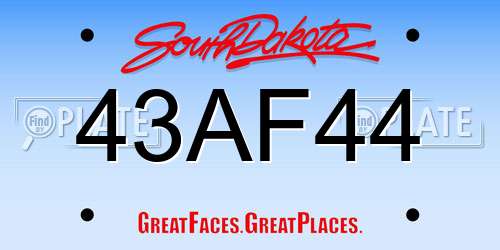 43AF44 South Dakota License Plate