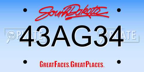 43AG34 South Dakota License Plate