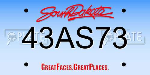43AS73 South Dakota License Plate