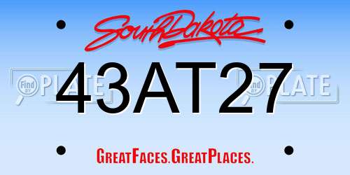 43AT27 South Dakota License Plate
