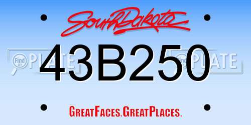 43B250 South Dakota License Plate