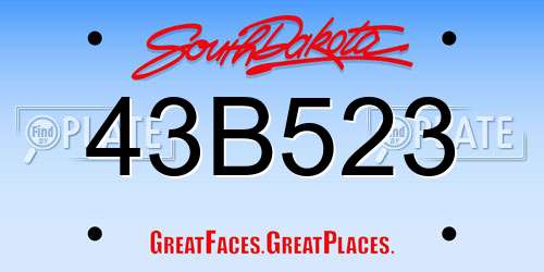 43B523 South Dakota License Plate