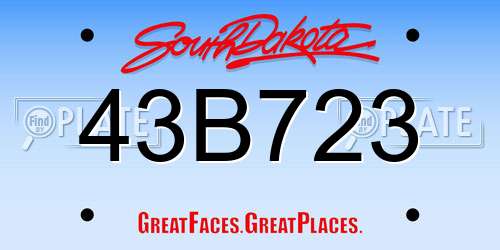 43B723 South Dakota License Plate