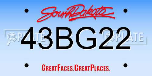 43BG22 South Dakota License Plate