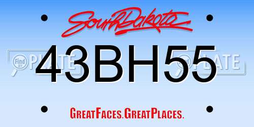 43BH55 South Dakota License Plate
