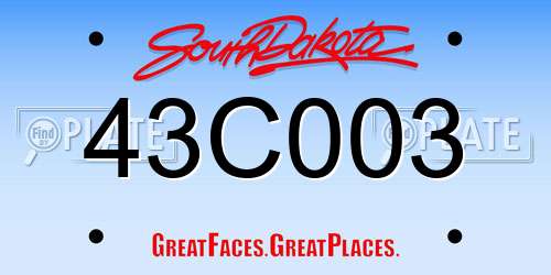 43C003 South Dakota License Plate
