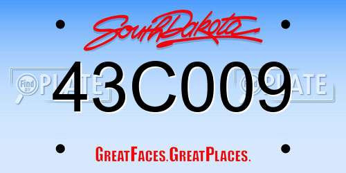 43C009 South Dakota License Plate