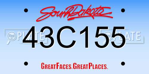43C155 South Dakota License Plate
