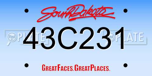 43C231 South Dakota License Plate