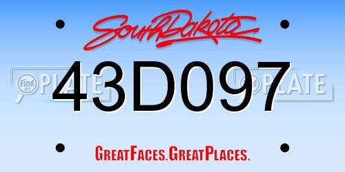 43D097 South Dakota License Plate