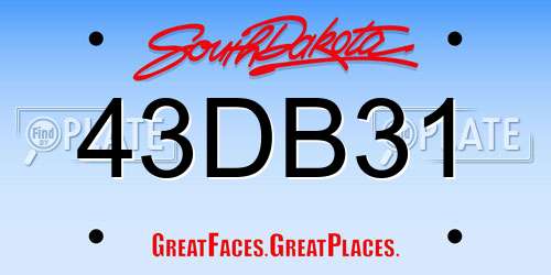43DB31 South Dakota License Plate